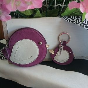 Coach bird coin purse and key ring